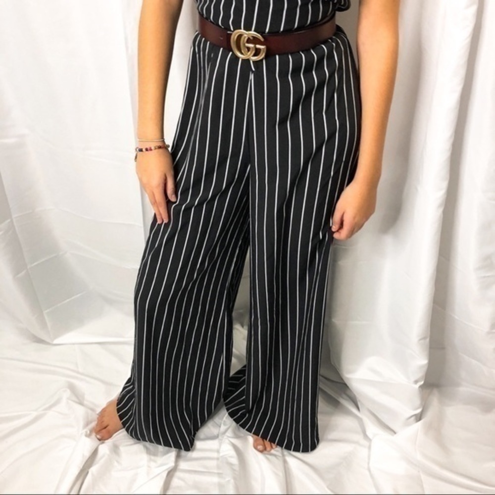 Stripped jumpsuit wide leg pants - Picture 9 of 12